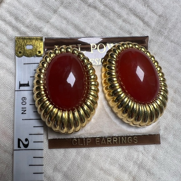 Vintage Joel Powell Designs Clip Earrings Gold/Orange - Picture 6 of 6